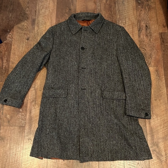 MENS GREY WOOL LONG JACKET - Picture 2 of 9